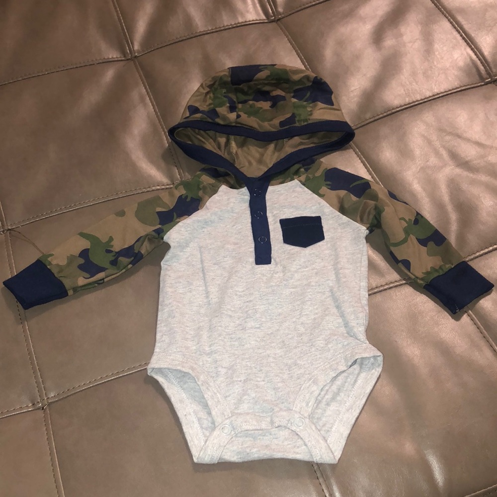 Baby boy onesie with hood